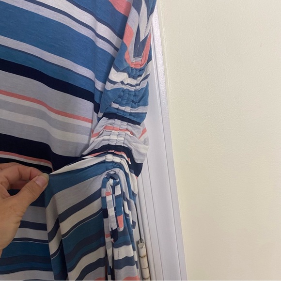 Ann Taylor Loft Dress Women  Size Medium Striped Midi Sleeveless Ruched 
Stret - Picture 4 of 7